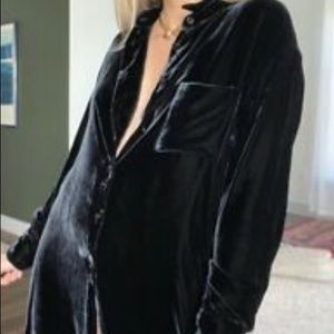 Vintage DKNY Black Velvet Button Down Shirt
